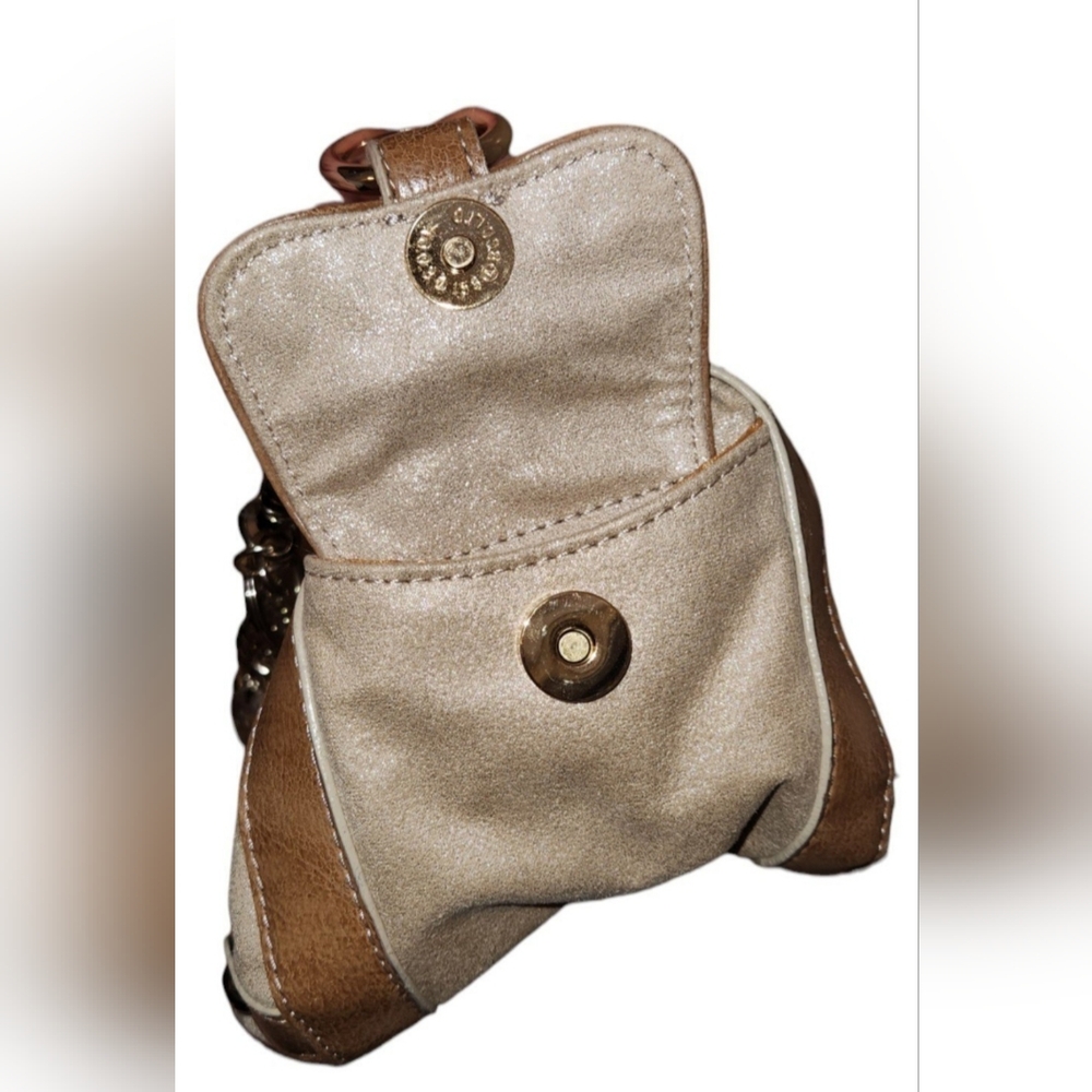 💵SOLD💵 Kathy Van Zeeland Vintage Y2K EUC Champagne & Brown Purse - Picture 5 of 10